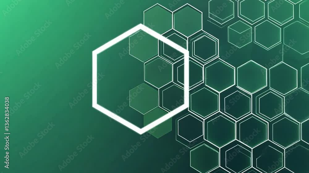 Poster abstract green technology background with hexagonal patterns generative ai