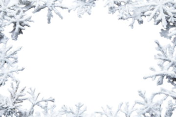 Snowflakes surrounding a blank space for winter design projects