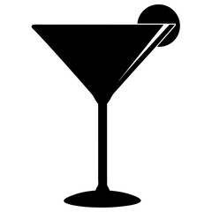 glass of martini silhouette icon vector art illustration 