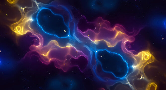 Abstract nebula with blue yellow and purple color scheme