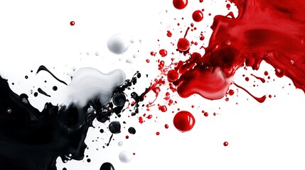 Red, Black, and White Paint Splash Digital Artwork AI Generated