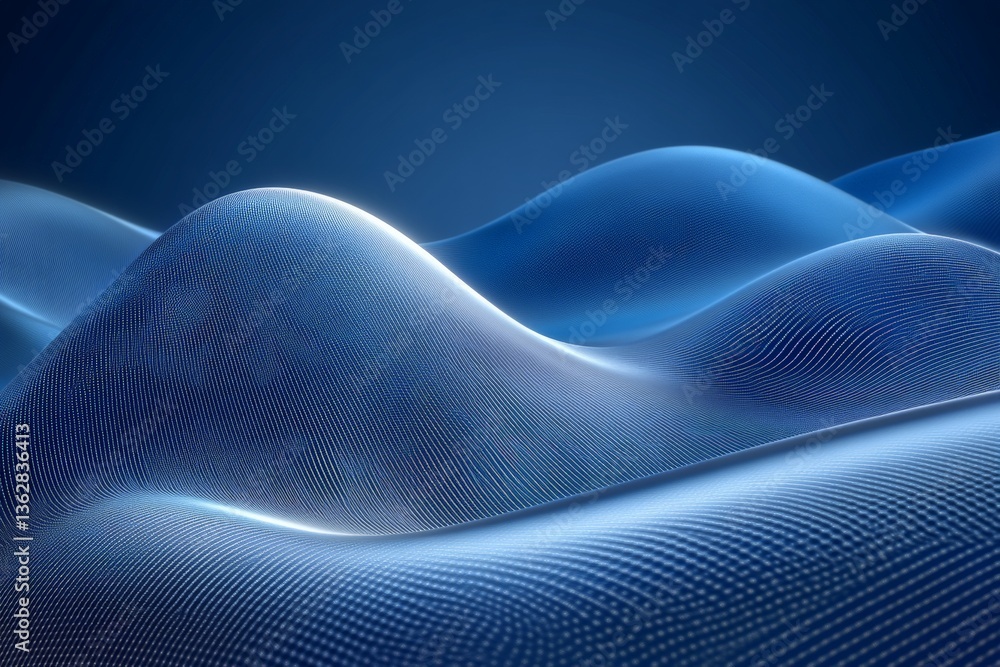 Poster Abstract blue wave patterns create a serene and calming visual effect in a minimalist composition