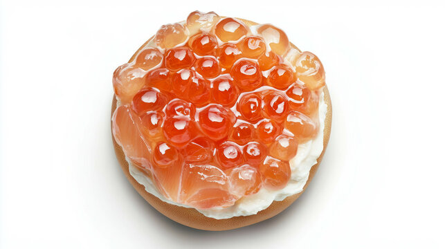 Gourmet bagel with red caviar and cream cheese topping for luxurious dining experience