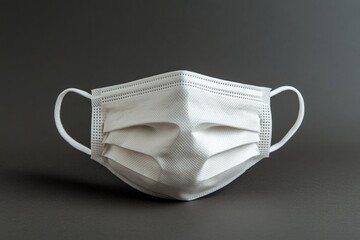 White medical mask displayed on a neutral background suggesting safety and hygiene in healthcare settings