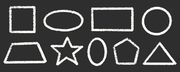 Chalk Squiggle Retro Stickers Vector Set. Crayon Scribble Handcrafted Sign Shapes Collection Blackboard. Colorful Hand Drawn Brush Texture Squiggle Labels. Pencil Charcoal Vintage Emblems Bundle