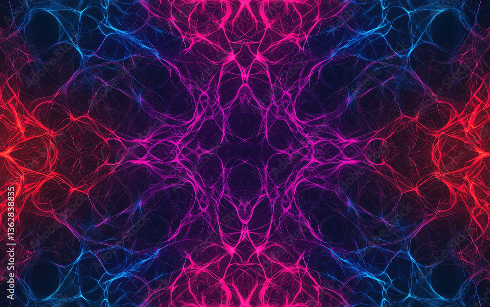 Aufkleber vibrant abstract background featuring intricate patterns of red, blue, and pink light trails, creati
