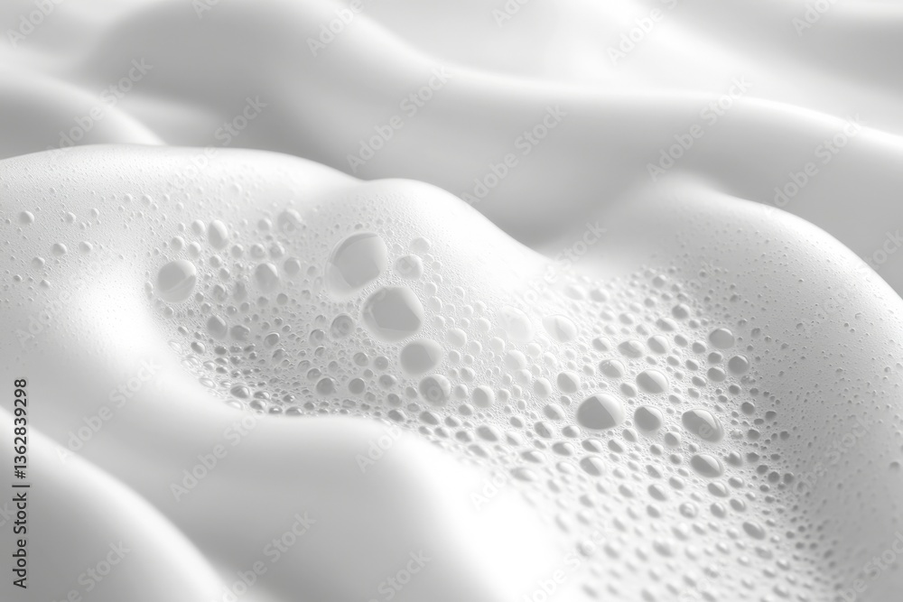 Aufkleber Close-up of creamy foam creating soft waves with tiny bubbles captured in soft light