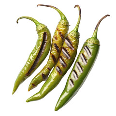 Roasted peppers with grill marks on dark surface for recipe use or presentation