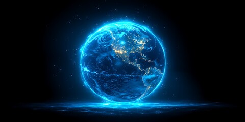 Obraz premium Glowing Earth with Night View.
