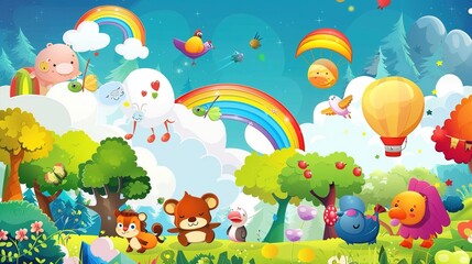 Colorful Pre-school Poster Background: Inspiring Learning and Play for Young Minds