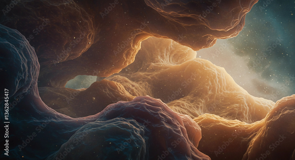 Aufkleber abstract nebula with glowing clouds and starry background