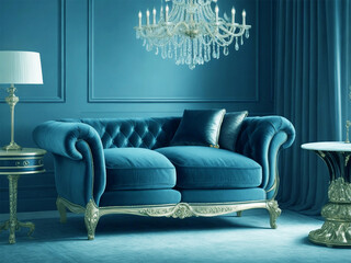 Colorful graphic sofa with interior 