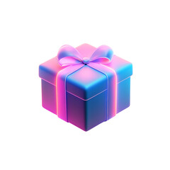 A 3D gift box icon with a glowing ribbonisolated on transparent background png