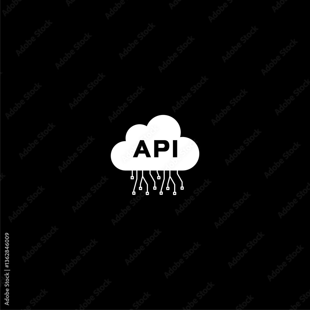 Aufkleber cloud api interface icon isolated on black background