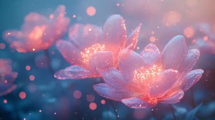 Enchanting floral artwork with luminous petals evoking a dreamlike serenity