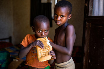 Professional photo of disadvantaged children. Captured emotions