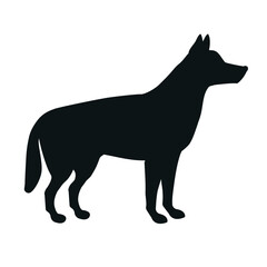 Vector flat hand drawn shepherd dog silhouette isolated on white background