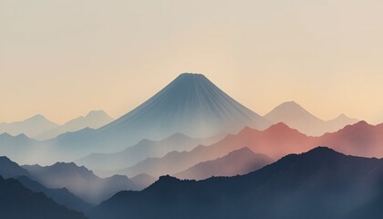 Majestic sunrise over mount fuji japan nature photography serene landscape wide-angle view tranquility and beauty