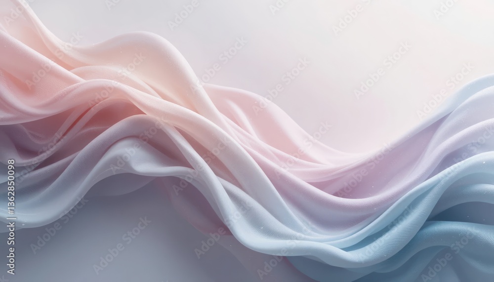 Poster flowing fabric patterns abstract design digital art soft color palette minimalist style serene atmos