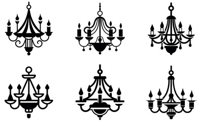 Elegant Black and White Chandelier Silhouette
