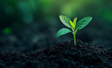Plants growing in soil. A symbol of hope and resilience a green plant sprouting.