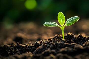 Plants growing in soil. A symbol of hope and resilience a green plant sprouting.