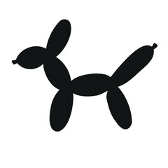 Vector hand drawn sketch doodle air balloon dog silhouette isolated on white background