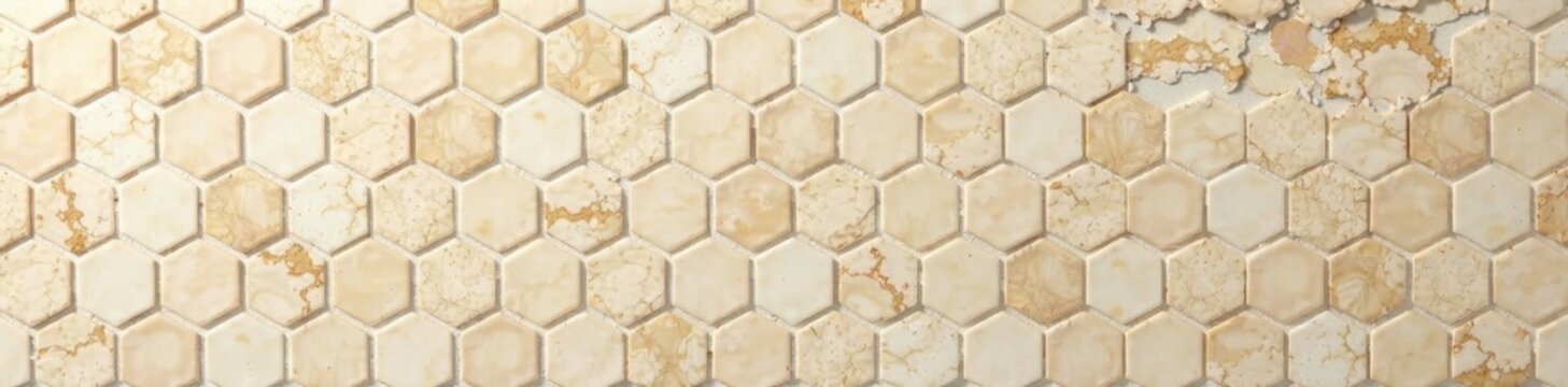 Beige hexagonal mosaic backsplash kitchen wall, design, tile