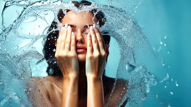 Model Interacts With Water Showcasing Beauty and Elegance Generative AI