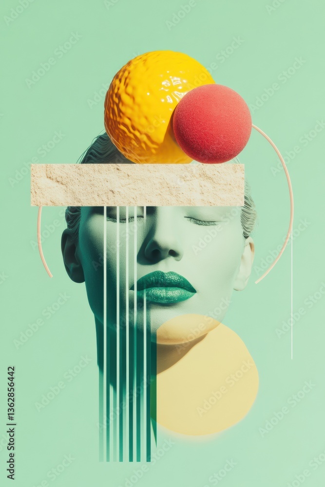 Aufkleber surreal creative mindset geometric pop art portrait celebrating national rubber eraser day with inno