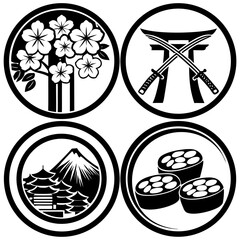 Set of vector icons for design including symbols of nature travel holidays and celebrations