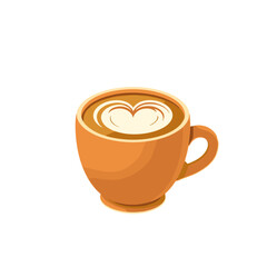 Obraz premium The image features a cozy coffee cup with heart-shaped latte art on top of the coffee. The cup is placed on a matching saucer, and a small spoon is beside it. The warm, creamy texture of the latte cre
