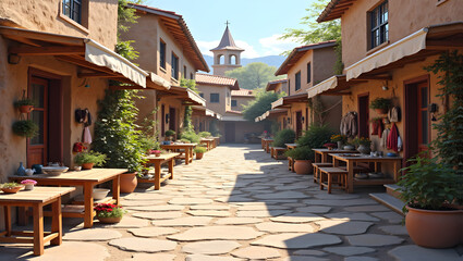 Picturesque artisan village with handmade crafts