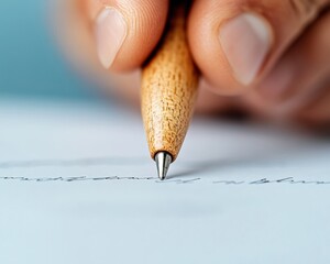 Minimalist Writing Moment Eco-Conscious Wooden Pencil in Precision Signature Workflow - Sustainable Productivity and Digital Detox Creative Process