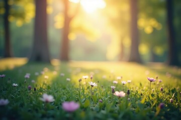 Fototapeta premium Abstract blurred nature scene, soft focus, calming tones, texture, leaves, wallpaper