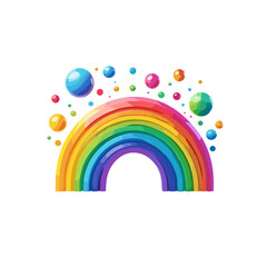 Fototapeta premium Vibrant and glossy rainbow design with colorful arcs in a playful and cheerful style