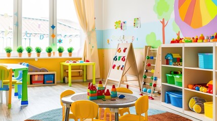 Colorful Pre-school Poster Background: Inspiring Learning and Play for Young Minds 