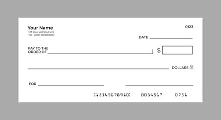 Bank check. empty money cheque. check book template with blank fields. Currency payment coupon or money payment paper voucher from checkbook