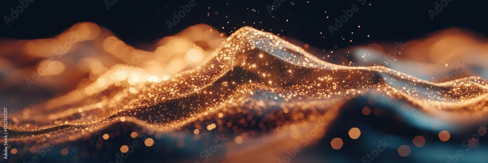 Aufkleber Ethereal Digital Gold Luxury Fluid Motion Graphics Visualizing Transformative Particle Dynamics in Cinematic 8K Ultra-Resolution Design Experience