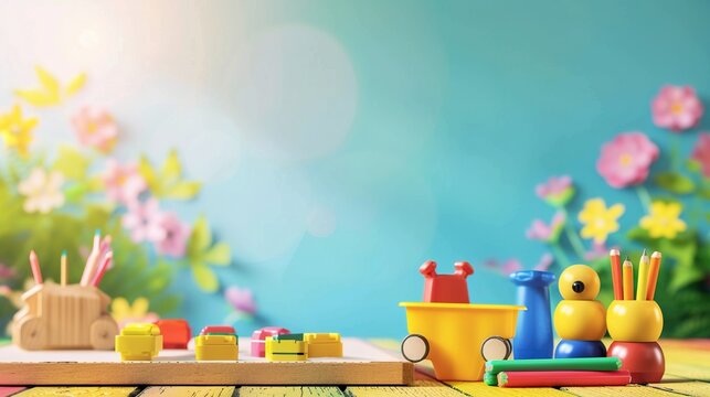 Colorful Pre-school Poster Background: Inspiring Learning and Play for Young Minds 
