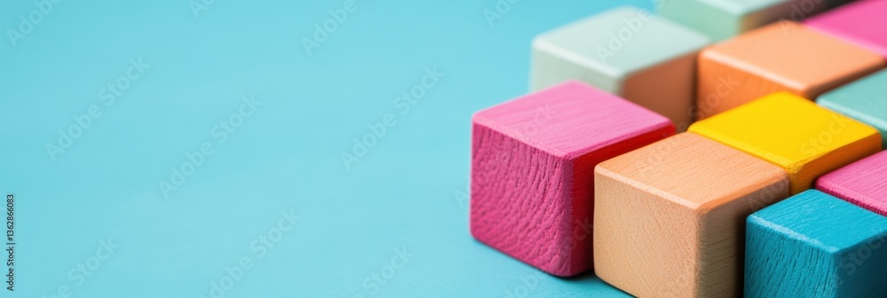 Aufkleber Inclusive Communication Design Vibrant Wooden Blocks Creating Collaborative Language Symbols for Modern Workplace Diversity and Equity Training