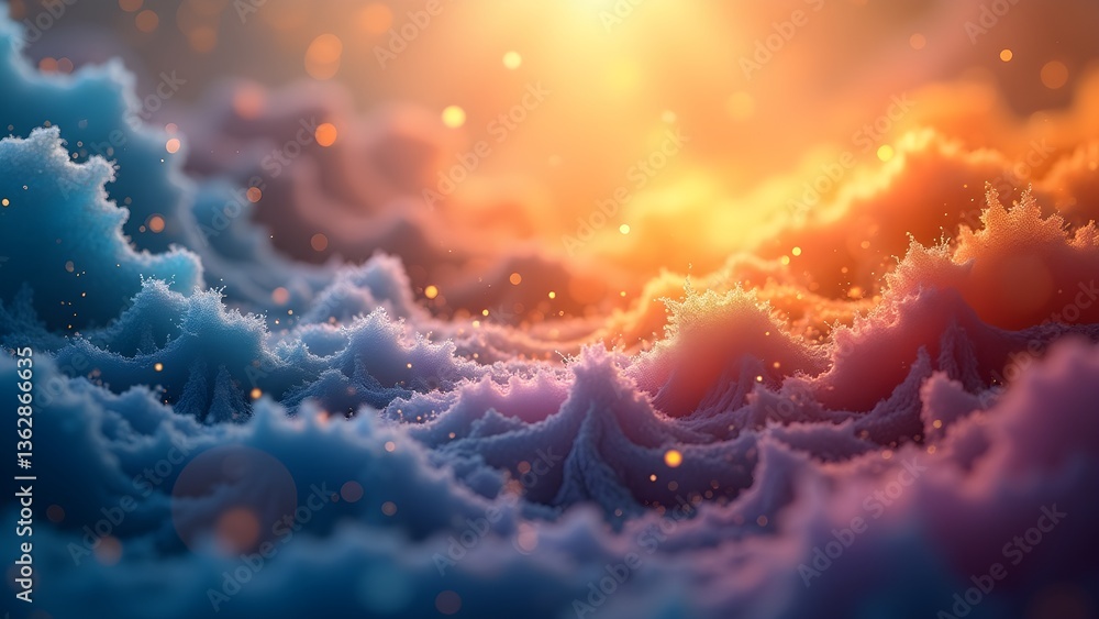 Poster abstract gradient background with dreamy clouds and bokeh lights