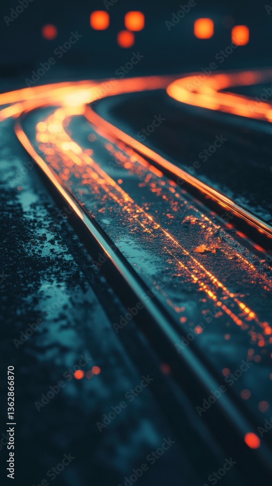 Aufkleber Cybernetic Transit Horizon Immersive High-Speed Rail Network Visualization with Luminescent Data Streams - Next-Generation Transportation Innovation