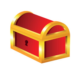 Treasure chest. Vector 3D illustration isolated on white background.