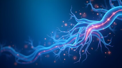 Fototapeta premium Human Neurons and Neural Networks Background. Nerve Cells Connect, Brain, Nervous System, Biology 3D Illustration
