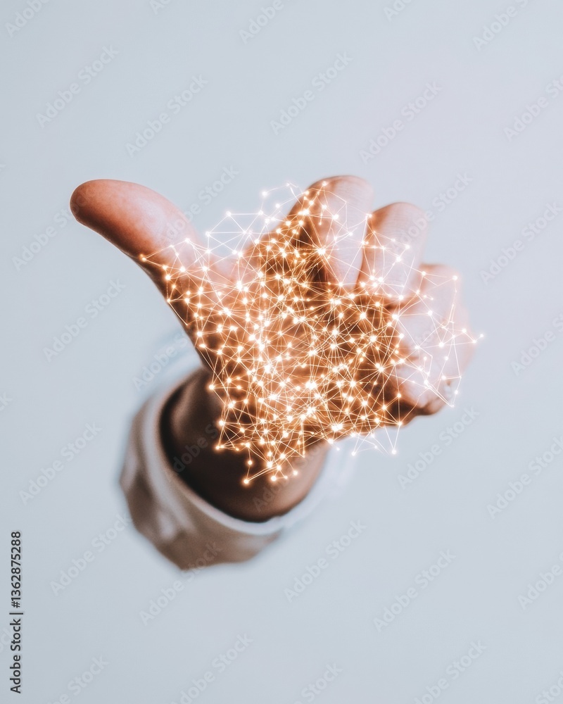 Poster Quantum Digital Connectivity Futuristic Neural Network Visualization with Luminescent AI Holographic Data Mesh - Innovative Tech Transformation Concept