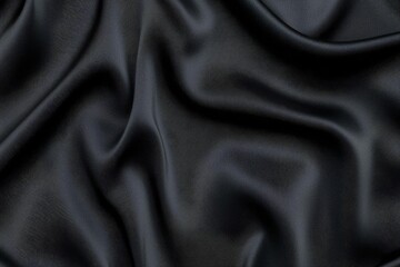Fototapeta premium Elegant black satin fabric with smooth texture and soft drapes, perfect for design projects.
