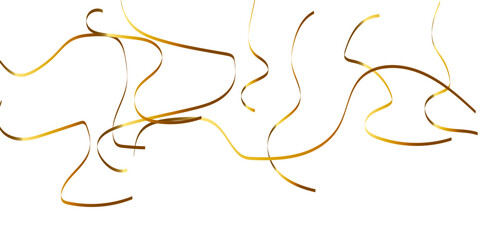 Abstract luxury golden confetti glitter and zigzag ribbon falling down on transparent background. Holyday, festive and celebration background.	