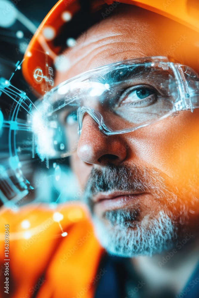 Aufkleber immersive ar industrial innovation mature technician exploring cutting-edge mixed reality diagnostic