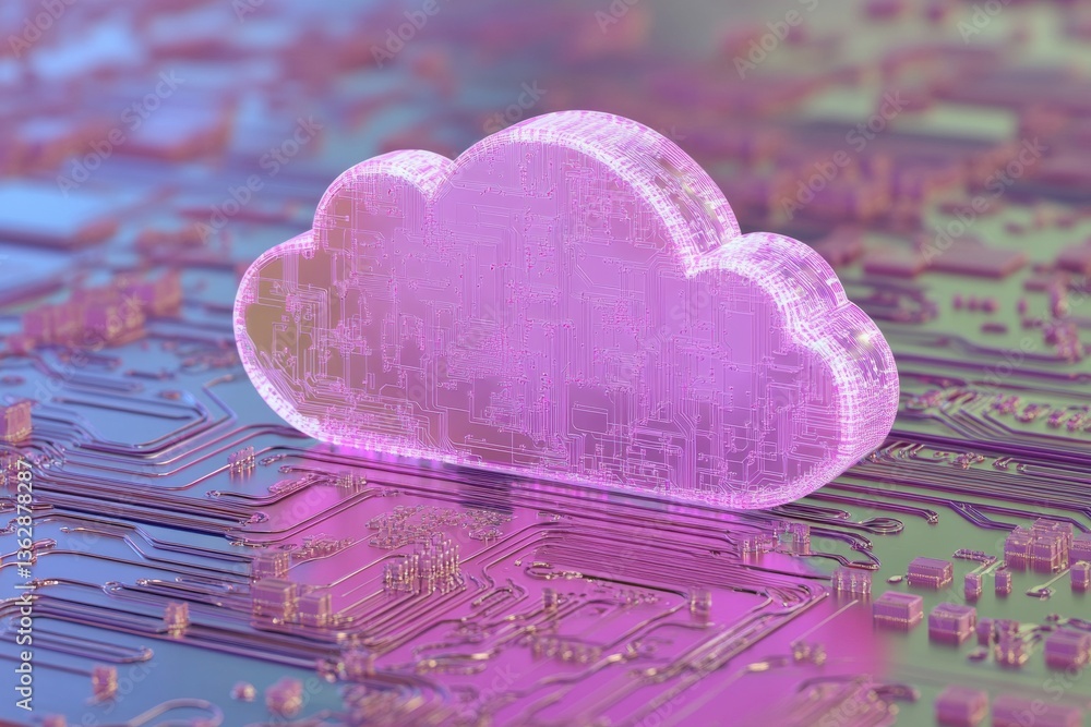 Poster Immersive Cloud Computing Holographic Pink Digital Transformation Visualization for Next-Gen Tech Innovation and Connectivity Solutions